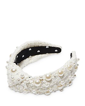 Lele Sadoughi - Multi Faux Pearl Tweed Knit Knotted Headband