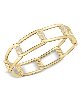 Roberto Coin 18K Yellow Gold Cialoma Diamond Open Link Bangle Bracelet