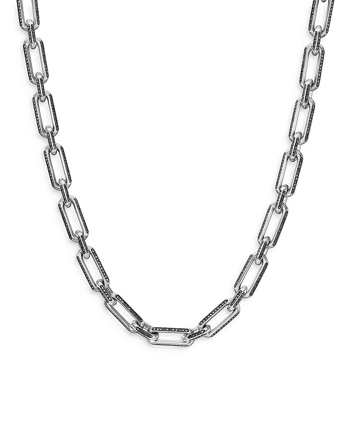 David Yurman - Men's Sterling Silver Linked Chain Black Diamond Pav&eacute; Necklace, 24"