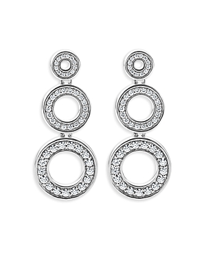 Shop Lagos Sterling Silver Caviar Spark Diamond Triple Circle Drop Earrings