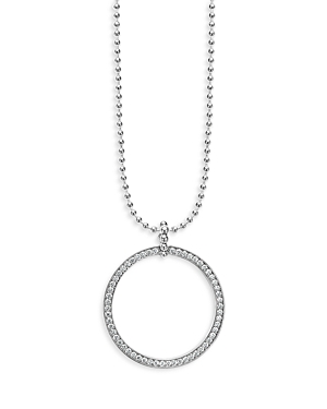 Lagos Sterling Silver Diamond Caviar Spark Circle Pendant Necklace