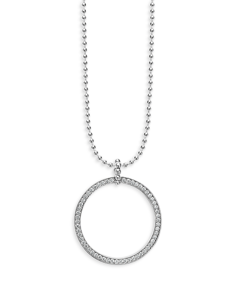 Lagos Caviar Spark Diamond Circle Pendant Necklace In Silver