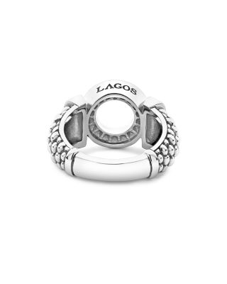 Sterling Silver Caviar Spark Diamond Circle Bead Ring