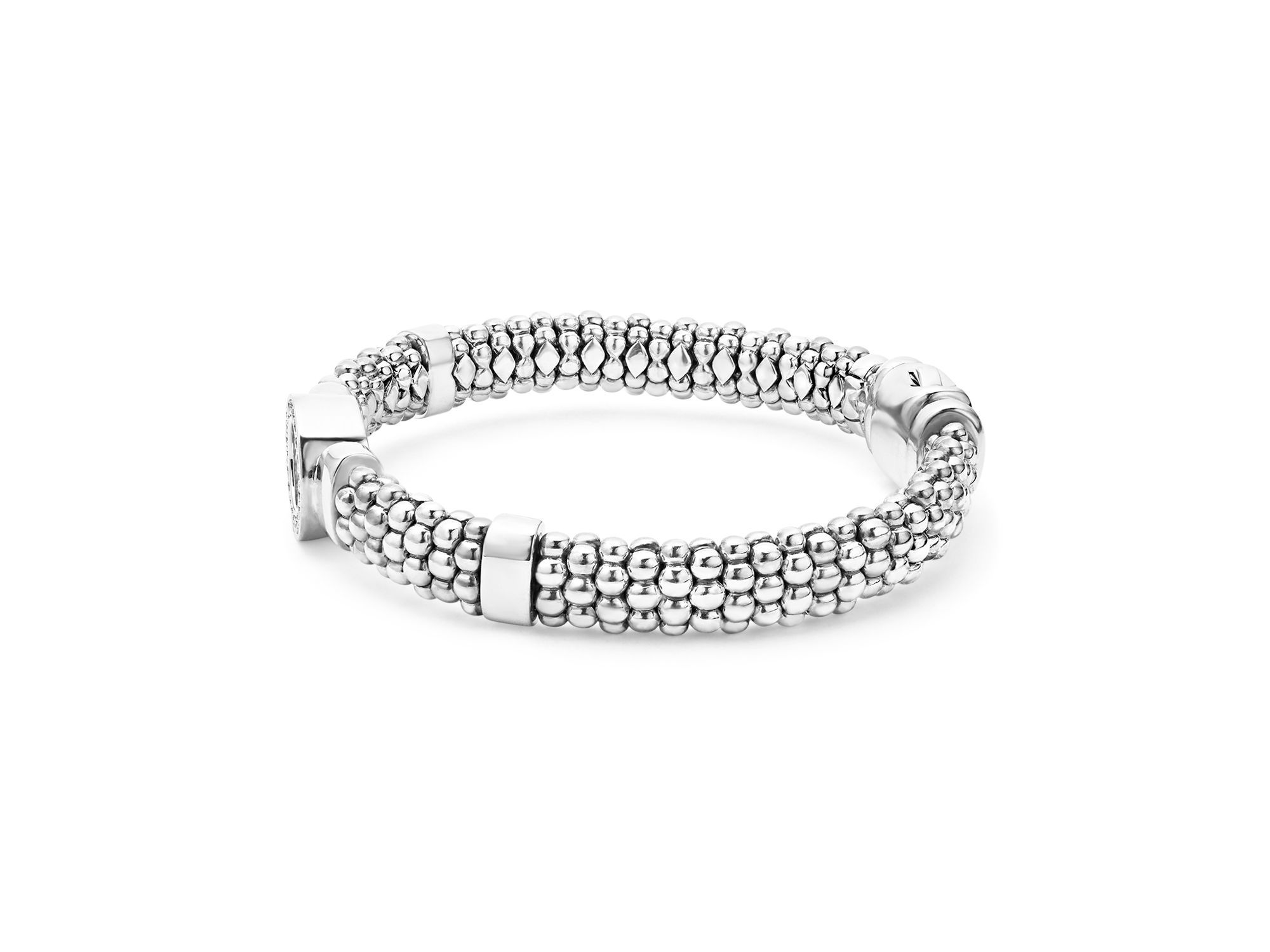 Sterling Caviar Spark Diamond Circle Bead Link Bracelet — Image 3