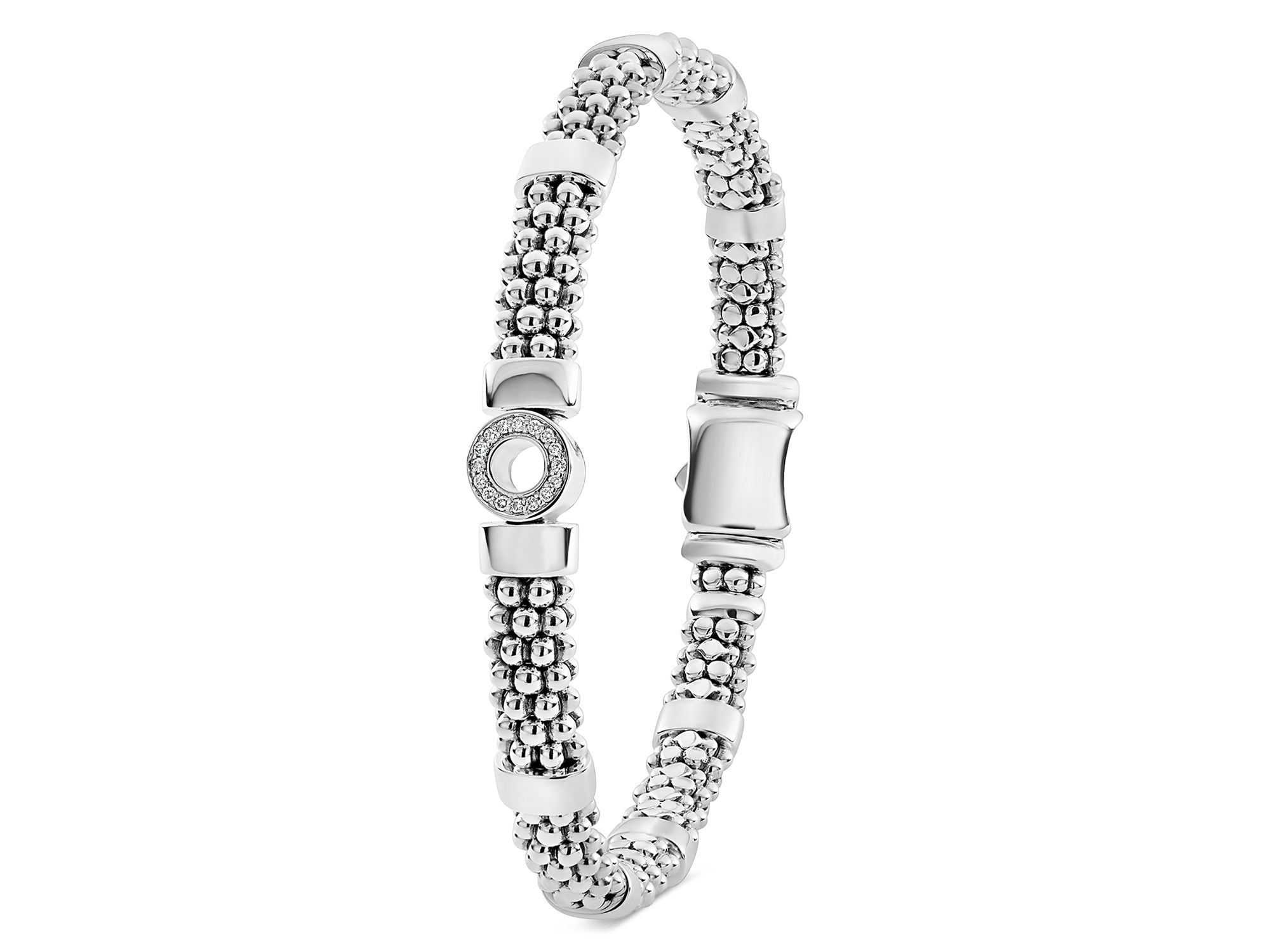 Sterling Caviar Spark Diamond Circle Bead Link Bracelet — Image 3