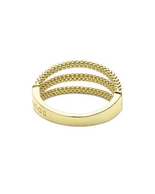 18K Yellow Gold Signature Caviar Triple Row Beaded Ring