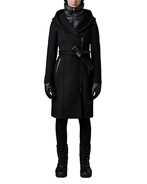 Shop Mackage Stand Collar Asymmetrical Zip Down Coat In Black