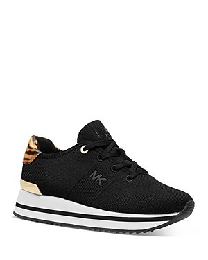 Michael Michael Kors Women's Monique Knit Trainer Running Sneakers In Black