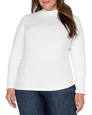 Liverpool Los Angeles Plus Ribbed Mock Neck Sweater In Snow