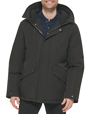 Shop Cole Haan Full Zip Hooded Down Jacket In Black