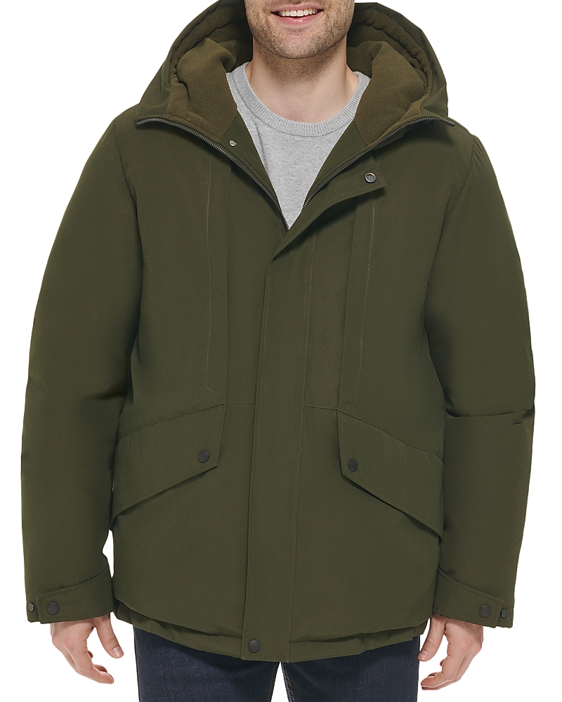 Cole Haan Full Zip Hooded Down Jacket In Olive