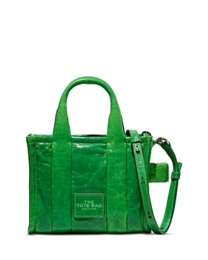 Marc Jacobs The Micro Patent Leather Tote Bag In Fern Green/nickel