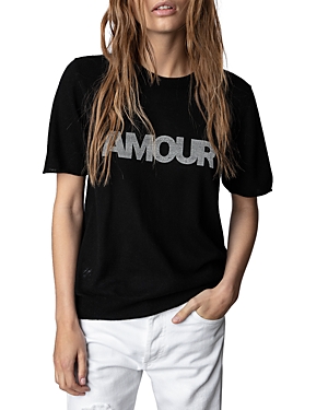 ZADIG & VOLTAIRE AMOUR SHORT SLEEVE SWEATER TOP