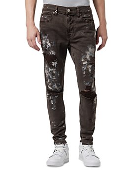 Hudson - Zack Distressed Skinny Jeans in Chocolate Thrasher