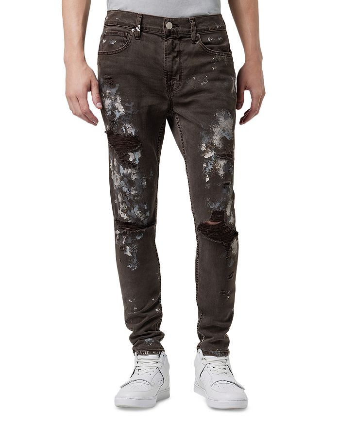 Hudson Zack Distressed Skinny Jeans in Chocolate Thrasher | Bloomingdale's