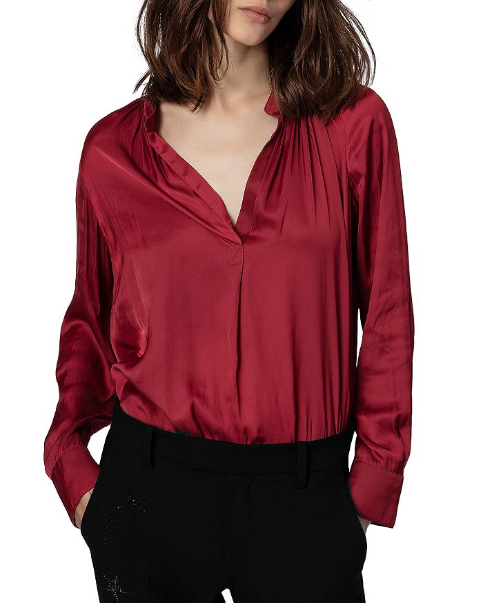 Zadig & Voltaire Tink Satin Blouse In Wine
