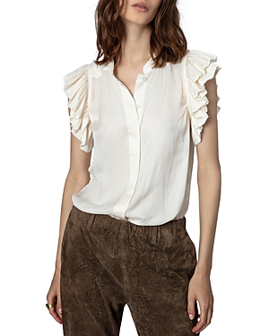 ZADIG & VOLTAIRE TIZA RUFFLED SLEEVE TOP