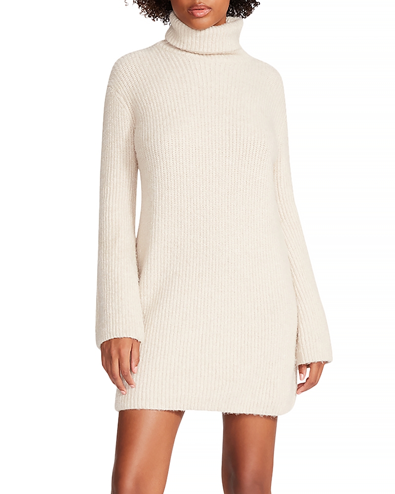Steve Madden Abbie Womens Knit Cowl Neck Sweaterdress In Oatmeal