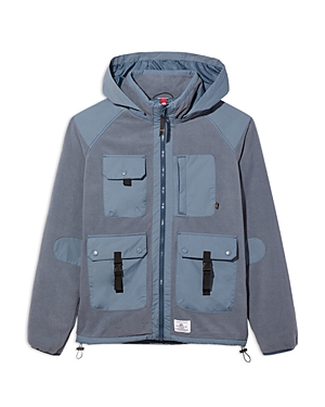 Alpha Industries Hooded Mixed Media Jacket In Slate Blue