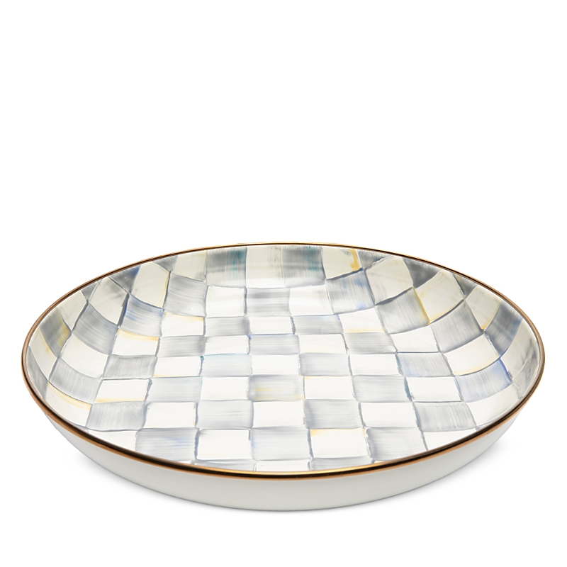 Mackenzie-childs Mackenzie Childs Sterling Check Enameled Steel Abundant Bowl In Gray/white