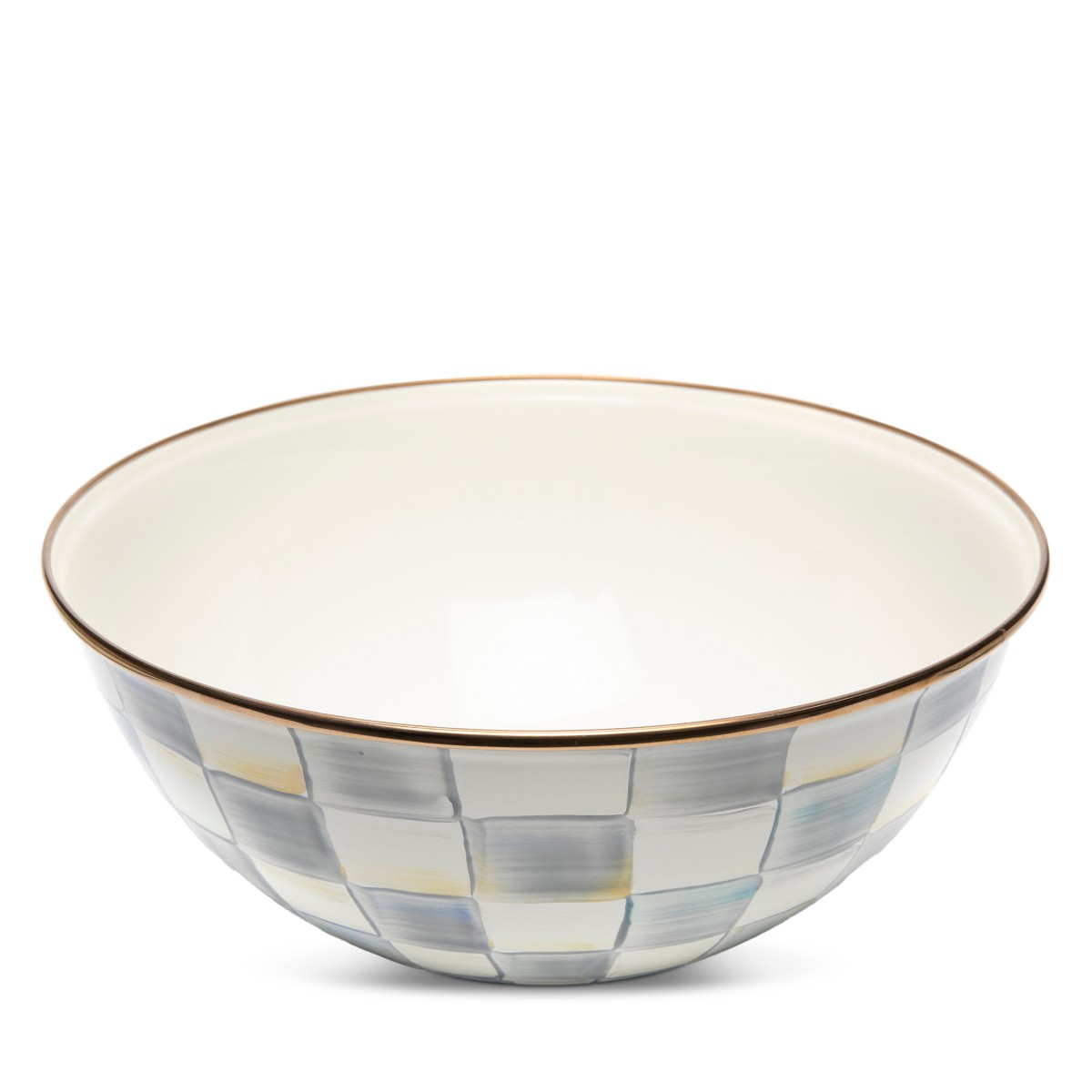 Mackenzie-childs Mackenzie-Childs Sterling Check Large Enamel Everyday Bowl in Gray/White