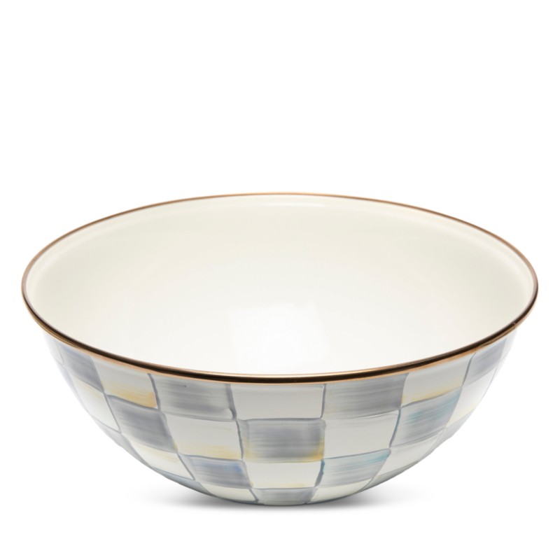Mackenzie-childs Sterling Check Large Enamel Everyday Bowl in Gray/White