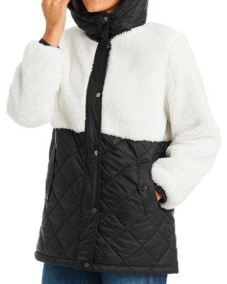 Mixed Media Sherpa Hooded Jacket