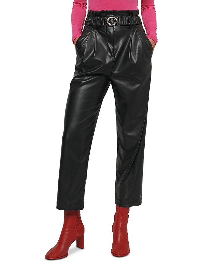 Men's Crinkle Faux Leather Pants Laser Holographic Shiny Stage Punk PU  Trousers