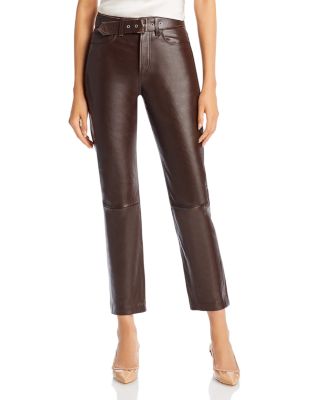 Anine Bing - Connor Belted Cropped Leather Pants