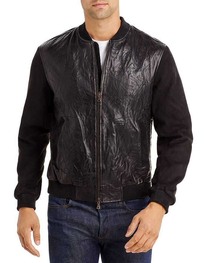 John Varvatos Banner Varsity Inspired Leather Jacket - 100% Exclusive ...