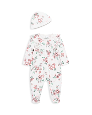 Little Me Girls' Whimsical Floral Footie & Hat Set - Baby