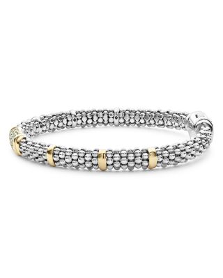 Sterling Silver & 18K Gold Diamond Signature Caviar Bracelet