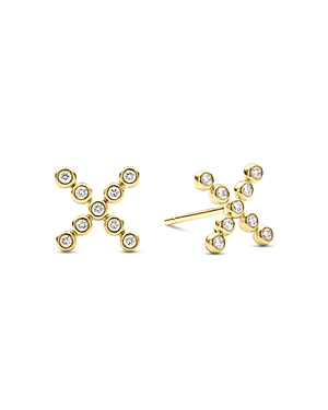 Lagos 18k Gold And Diamond X-stud Earrings In Gold