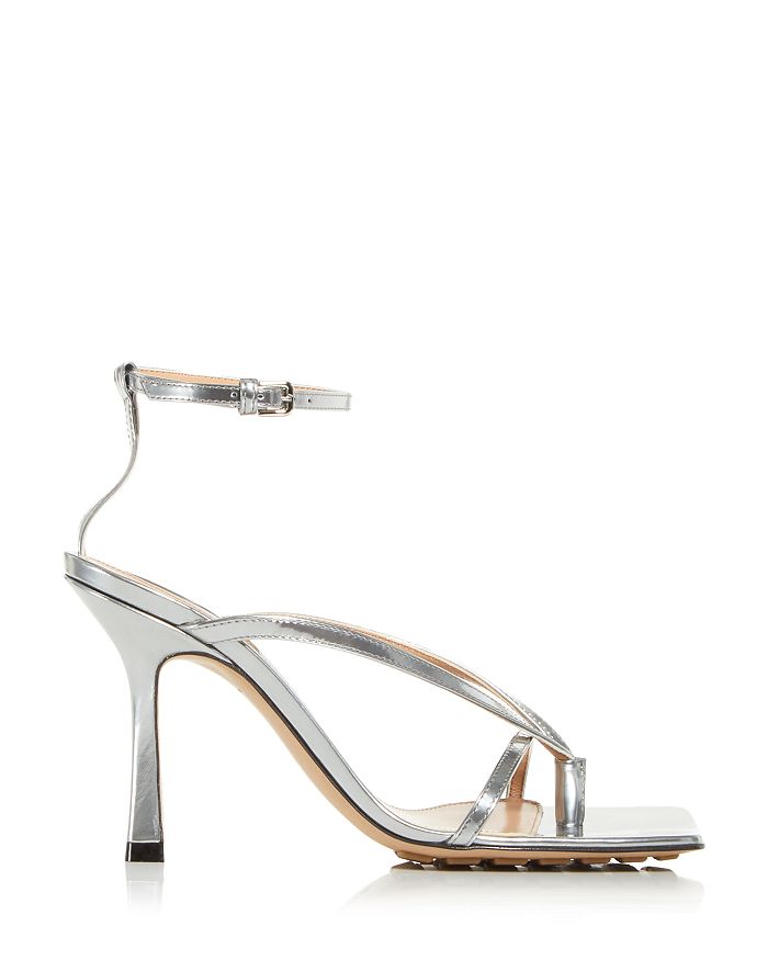 Shop Bottega Veneta Bottega Venetta Women's Square-toe High-heel Sandals In Silver