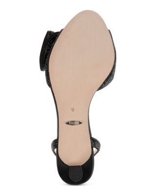 Women's Remi Almond Toe Rhinestone Ruffle Mid Heel Sandals