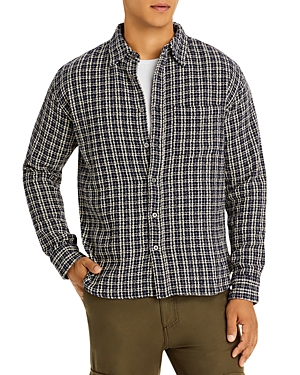 Shop Corridor Reverse Tweed Snow Check Cotton Check Shirt Jacket In Blue