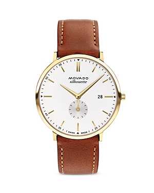 Shop Movado Heritage Calendoplan Watch, 40mm In White/brown