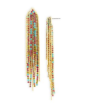 AQUA - Multicolor Crystal Fringe Statement Earrings in Gold Tone - 100% Exclusive