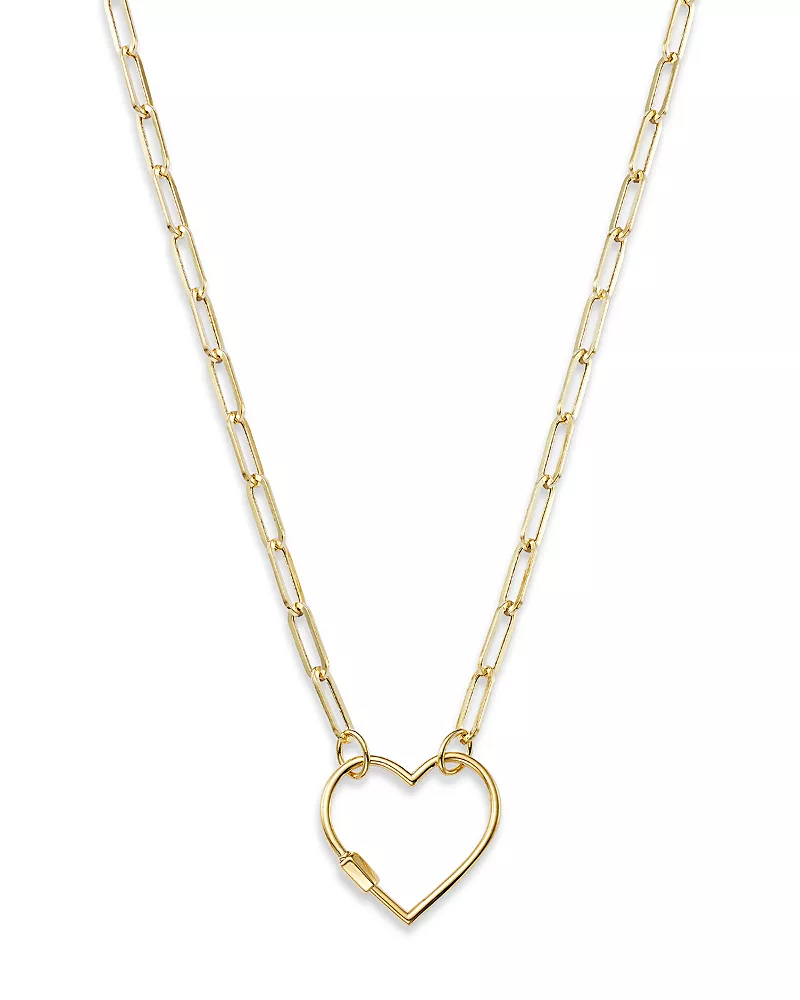 Bloomingdale's Fine Collection Open Heart Clasp Pendant Necklace in 14K Yellow Gold, 18