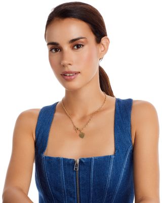 Polished Heart Toggle Necklace in 14K Yellow Gold, 17" 