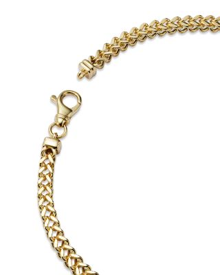 Men's Square Franco Link Chain Necklace in 14K Yellow Gold, 24" 