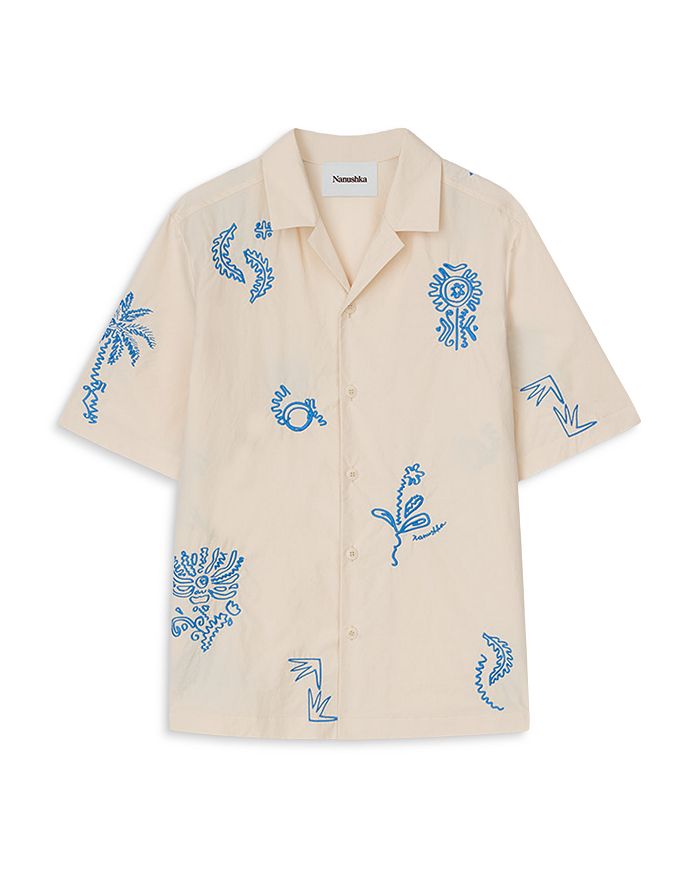 Nanushka Bodil Short Sleeve Embroidered Floral Camp Shirt | Bloomingdale's