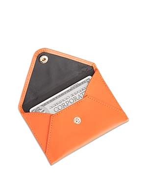 Royce New York Leather Envelope Card Case In Orange