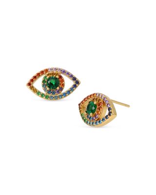 2-Pair Evil Eye Stud Earrings Set - Blue Protection Symbol Earrings With Alloy Construction