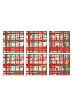 VIETRI - Papersoft Green and Red Plaid Cocktail Napkins, Pack of 20