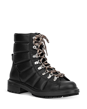 Aquatalia Leia Quilted Lace-up Ankle Boots In Black