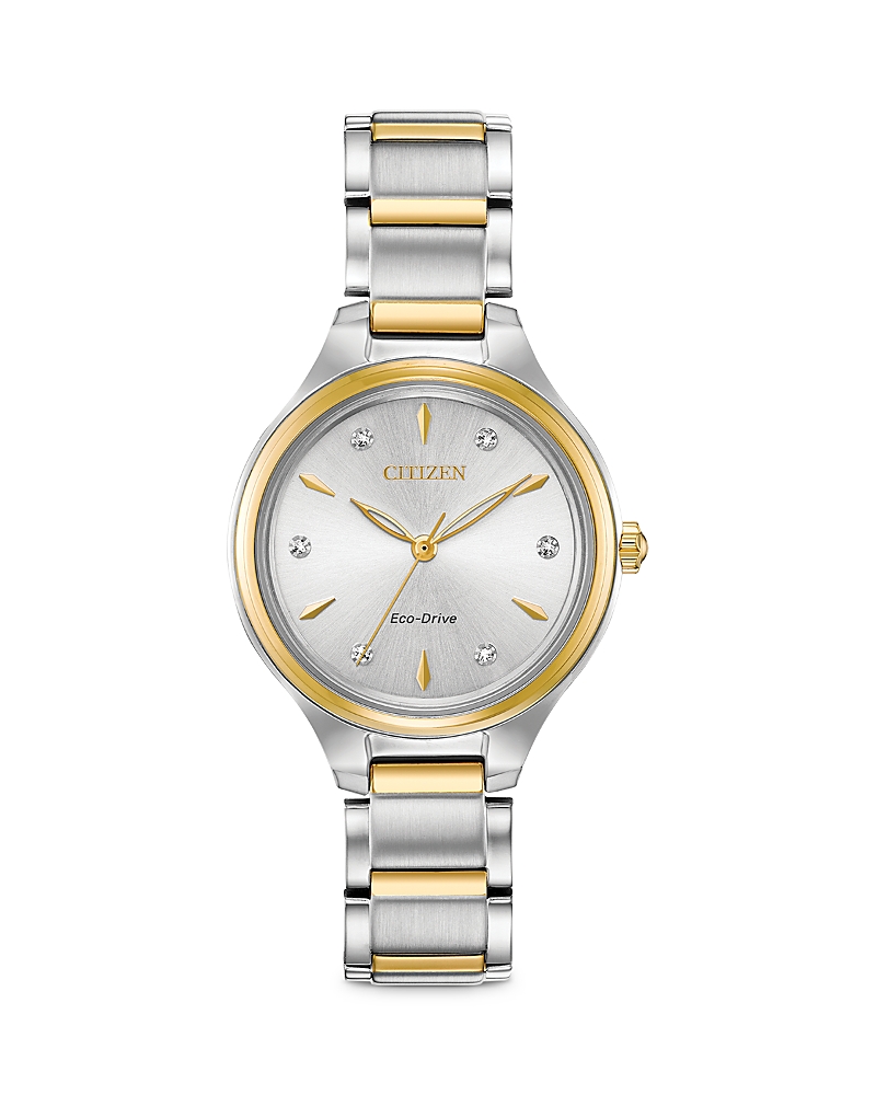 Citizen Corso Womens Diamond Accent Two Tone Stainless Steel Bracelet Watch Fe2104-50a In Silver/gold