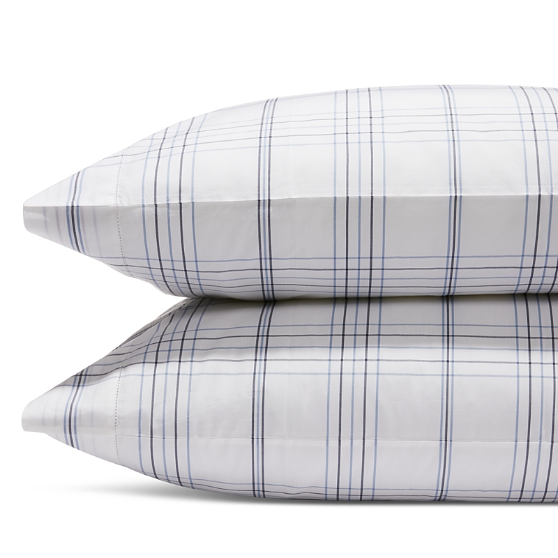 Matouk August Plaid Standard Pillowcase, Pair In Navy