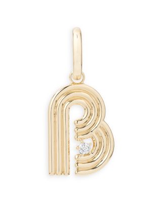 Adina Reyter 14K Yellow Gold Groovy Diamond Initial Pendant