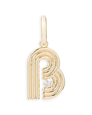 Shop Adina Reyter 14k Yellow Gold Groovy Diamond Initial Pendant In B